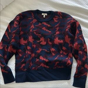Joie Red and Navy Camouflage Sweater